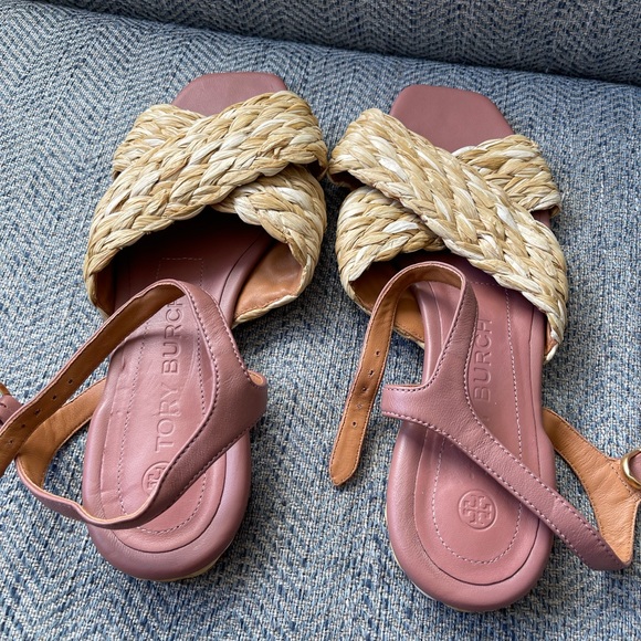 Tory Burch Leather and Raffia Sandals Flat Size:9 M - Picture 3 of 16